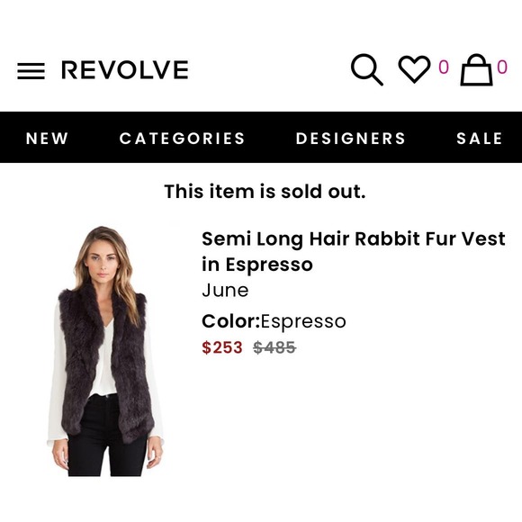 REVOLVE JUNE CORDED RABBIT FUR VEST WITH POCKETS SIZE XS/s - Picture 4 of 15